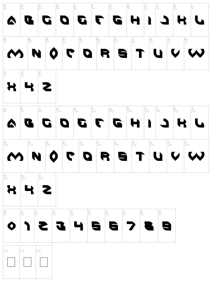 Aero Glass font map